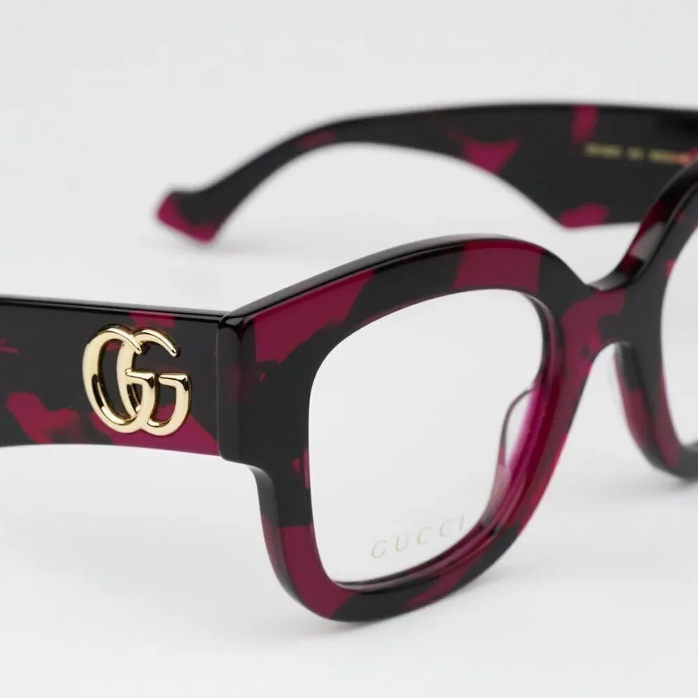 NEW Gucci GG1423O 003 Fuchsia Havana Women Square Eyeglasses GG 1423O